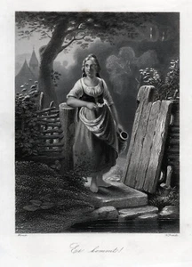 Er kommt. Originaler Stahlstich, gestochen von French um 1850 - Picture 1 of 1