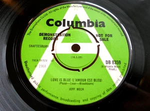 JEFF BECK DEMO 45 ' LOVE IS BLUE / I'VE BEEN DRINKING ' WITH ROD STEWART - EX ! - Picture 1 of 6