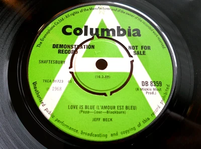 JEFF BECK DEMO 45 ' LOVE IS BLUE / I'VE BEEN DRINKING ' WITH ROD STEWART - EX ! - Image 1 of 4
