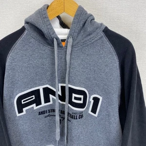 Vintage And1 Street Basketball Hoodie grau schwarz Raglan Pullover Herren L Sweatshirt - Bild 1 von 12