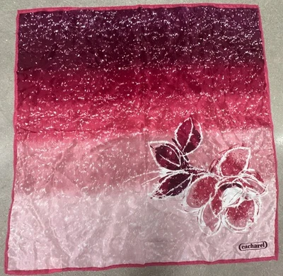 Bufanda de seda Cacharel para mujer 22X22 cuadrada roja rosa estampado floral vintage Foto 1 de 4