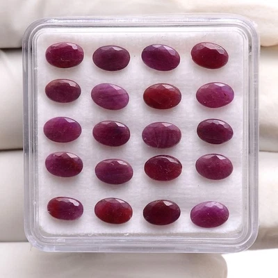 Set 20 Pcs Natural African Ruby Untreated 6mmx4mm Oval Cut Stunning Gemstone Lot - Image 1 of 4