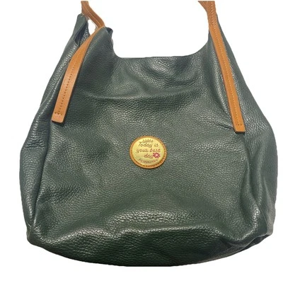 Зеленая кожаная сумка-хобо с ремешками для виски VALENTINA «This Is Your Best Day»  - Изображение 1 из 4