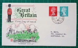 1969 Machin Definitive New Values 4d & 8d Stuart FDC Jersey  6 Jan - Picture 1 of 2