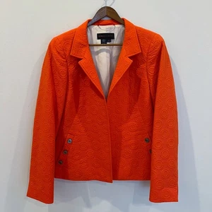 Nina McLemore Sakko Damen 8 Koralle Orange Baumwolle Seide Jacquard Business Bunt - Bild 1 von 14