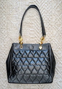 Vintage MOSCHINO Tasche Herz gesteppt Leder Herzkette  - Bild 1 von 18