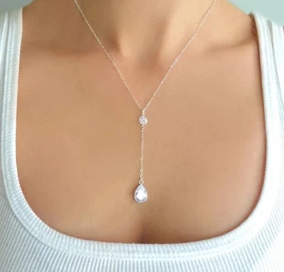 Collar colgante lágrima palacio cristal Lariat Foto 1 de 4