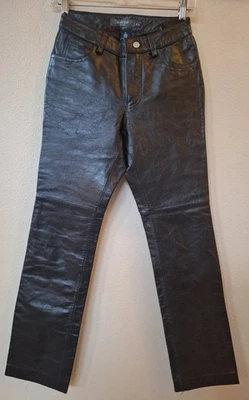 Pantalones vintage Gap 100 % cuero negro corte bota para mujer 00x29 concierto motociclista Foto 1 de 4