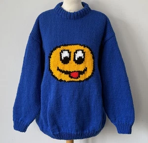 Hand Knitted Chunky Cheeky Smiler Rave Jumper by Bexknitwear - Picture 1 of 1