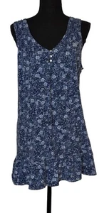 Lauren Ralph Lauren blau Blumen ärmellos Henley Tank Kleid XL Baumwollmischung - Bild 1 von 8