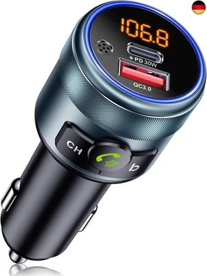 GizmoVine FM-Transmitter Auto, Bluetooth 5.3 Autoadapter, Vollmetall, 2X - Bild 1 von 4