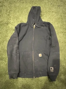 Carhartt Hoodie Mens Medium Black Rain Defender Full Zip Quilted Workwear Jacket - Picture 1 of 11