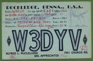 Rockledge, PA - QSL - Amateurfunk Postkarte 1936 - W3DYV - Bild 1 von 2