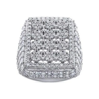 Anillo de compromiso meñique redondo de diamantes creado en laboratorio de 5 quilates para hombre enchapado en oro blanco de 14 quilates Foto 1 de 4