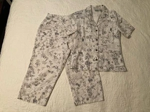 Chico’s Damen Größe 0 Caprihosen und Jacke Set 100 % LEINEN tropisches Design cremeweiß - Bild 1 von 7