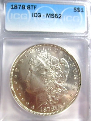 1878 8TF MORGAN SILVER DOLLAR ICG MS62 - Image 1 of 4