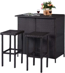 Modern Outdoor Rattan Bar Set - Brown Design for Patio and Garden Fun - Picture 1 of 6