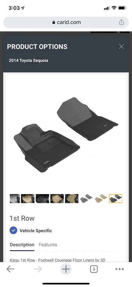 3d maxpider kagu front floor mats for Toyota Sequoia 2012-2018. - Image 1 of 1