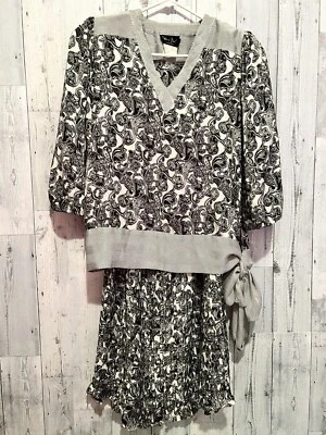 Saia Blusa Vintage Anos 80 Diane Freis Original Preta Paisley 2 Peças M/L Romântica - Imagem 1 de 4