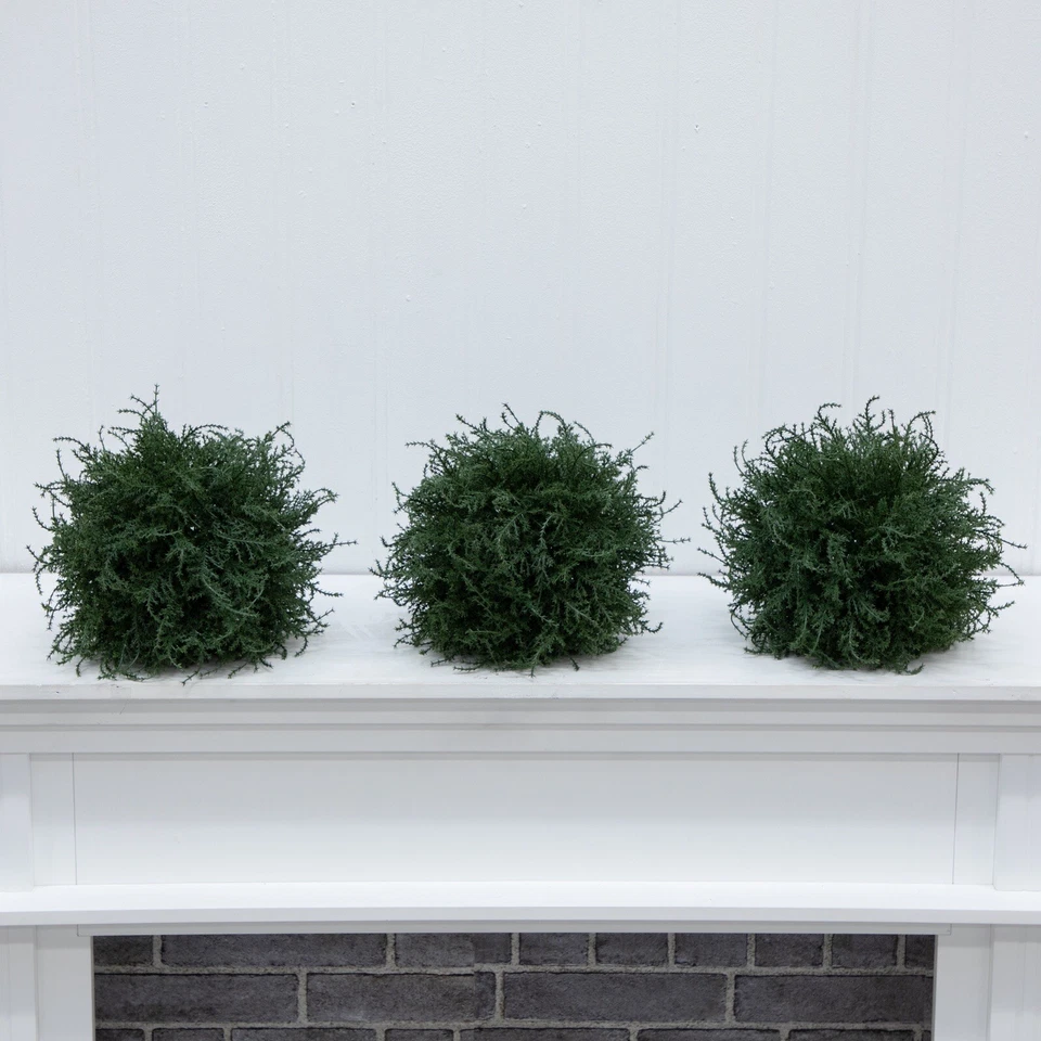 12” Cedar Topiary Artificial Bush Ball Indoor/Outdoor Pack 3. Retail $72 - Image 1 of 4