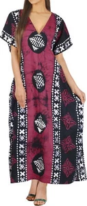 LA LEELA Women's Plus Size Caftan Long Boho Sleepwear 3X-4X Pink-A13 - Picture 1 of 3
