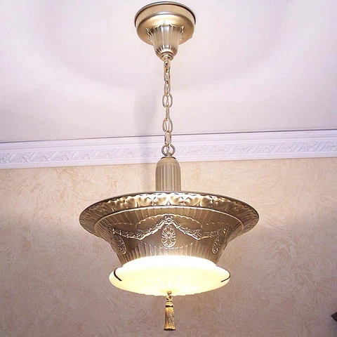 655 Antique Vintage 30's Ceiling Light Lamp Fixture Hall Entryway Large pendant Cover