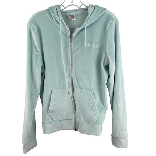 UNDERCOVER Victoria's Secret giacca felpa con cappuccio velluto donna taglia small blu chiaro full zip