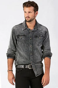 True Religion Men's Jake Western Corduroy Shirt Iron Wash MA208RG8 - Picture 1 of 5