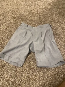 Spier and Mackay Pleated Cuffed Light Grey Shorts Side Adjusters 100% Wool - Picture 1 of 9