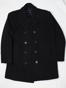 Brooks Brothers Peacoat Mens M Solid Navy Blue Wool Double Breasted USA - Picture 1 of 11