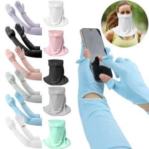 Ice Silk Sunscreen Arm Gloves Women Long Sleeve Touchscreen Gloves UV Protection - Picture 1 of 23