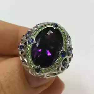 Gorgeous Multi Color Gemstone & White CZ 9.30 CT Unique Amazing Ring In 925 SS - Picture 1 of 8