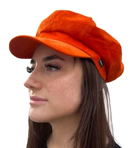Velvet Baker Boy Hat Orange Velvet Newsboy Hat by CRAGGI - Picture 1 of 10