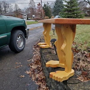 Unique handmade wooden bench with actual feet can be used indoors or outdoor  - Picture 1 of 3