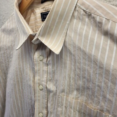 Paul Fredrick Imperial 100's 2 Ply Dress Shirt Mens 1 36 Brown Striped Button Up - Image 1 of 4