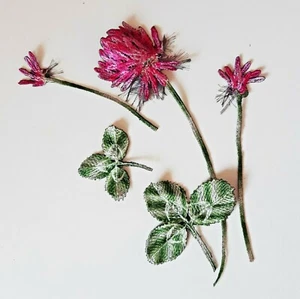 Сlover Flowering Set Handmade Embroidered Patch - Picture 1 of 6