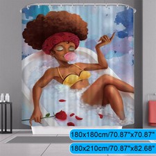 Stylish Printed Bathroom Shower Curtain Set Waterproof Polyester Fabric w/Hooks