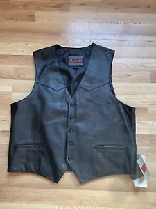 Excelled Mens Black Leather Vest Size XL! New! - Picture 1 of 13