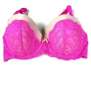 Dream Angels Victorias Secret 32DD Lined Demi Bra Pink Floral Lace #3203 - Picture 1 of 10