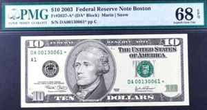 Fr. 2037-A* $10.00 2003 Star Superb Gem UNC 68 EPQ PMG - Picture 1 of 2