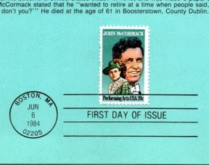USPS First Day Cover FDC Souvenir Sheet John McCormack $0.20 Stamp Scott #2090 - Picture 1 of 2