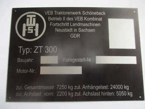 Nameplate tractor progress ZT 300 sign VEB GDR Schönebeck year IFA TWS - Picture 1 of 1