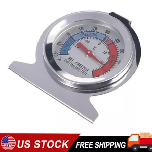 2PK Refrigerator Freezer Thermometer Fridge DIAL Type Stainless Steel Hang Stand - Picture 1 of 8