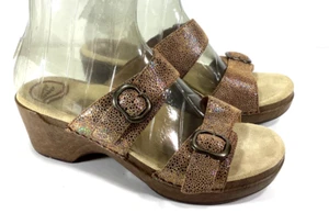 Dansko Sophie Sandals Womens 40 9.5 10 Rainbow Iridescent Metallic 2 Strap Heels - Picture 1 of 12