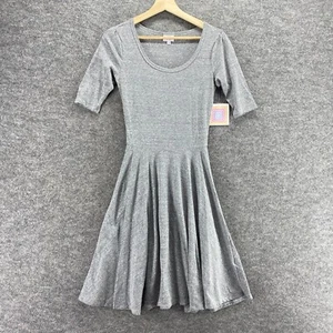 New LulaRoe Dress Women XS Gray Sheath Midi Short Sleeve Round Neck Cotton - Picture 1 of 10