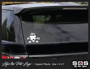 Lifes the Pits Pitbull window lettering windshield graphics vinyl decal dog love - Imagen 1 de 2