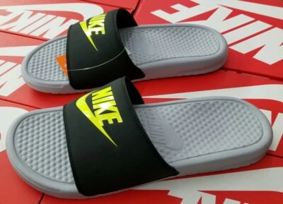 NIKE MEN'S BENASSI JDI SLIDE WOLF GREY/VOLT-BLACK 343880 027 - Image 1 of 4
