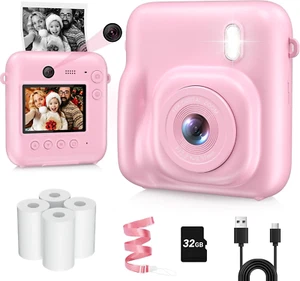 Fotocamera Stampa Istantanea Bambini, Doppia Obiettivo 48MP Fotocamera Digitale per Natale e Nascita - Foto 1 di 11