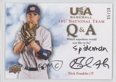 2008 USA Baseball Teams 18U National Team Q & A /20 Nick Franklin #18QA-FR Auto - Image 1 of 2