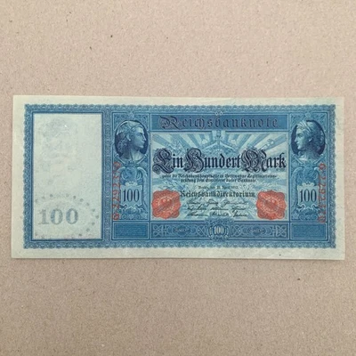 1910 Large Germany 100 Mark Banknote. WWI WW1 Era Currency. Bismarck & Mercury - Image 1 of 4